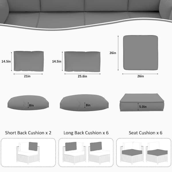 26 in. x 26 in. x 5 in. (14-Piece) Deep Seating Outdoor Sectional Replacement Cushion Light Grey