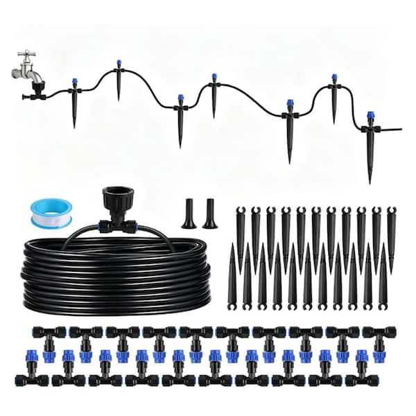 75 ft. Upgraded Drip Irrigation Kit Adjustable Misting Nozzles Leak-Proof for Garden Plants