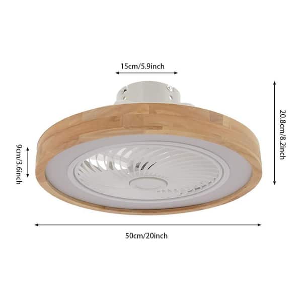 OUKANING 20 in. Indoor Wood Color and White Modern Round Enclosed