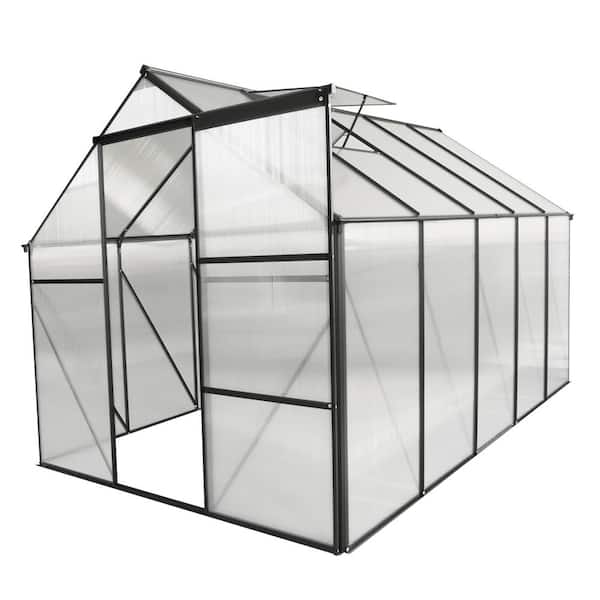 Unbranded 74 in. W x 122 in. D x 76 in. H Polycarbonate Greenhouse with Aluminum frame and Polycarbonate sheets BLACK