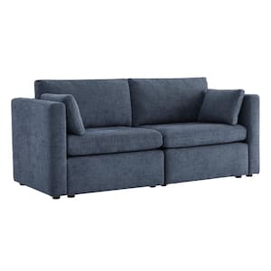 Rhea 79 in. Straight Arm Fabric Straight Modular Sofa in Blue