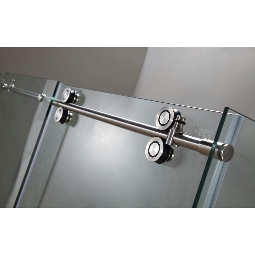 Langham 60" x 75" Frameless Stainless Steel Shower Door with Clear Glass