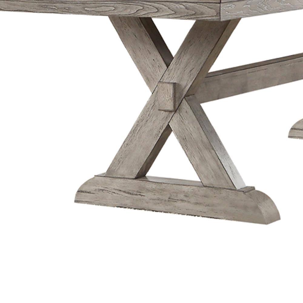 Gray Oak 82" Rectangular Dining Table with Trestle Base