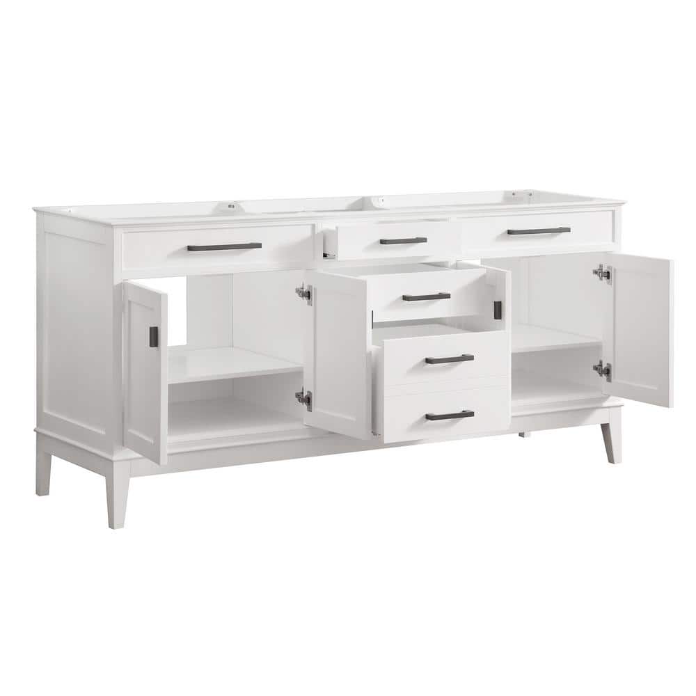 Madison Elegance 72" Double Vanity Cabinet in Pure White with Soft-Close Features