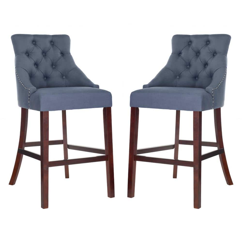 SAFAVIEH Eleni 45 in. Slate Blue Wooden Bar Stool (Set of 2) BST6304C