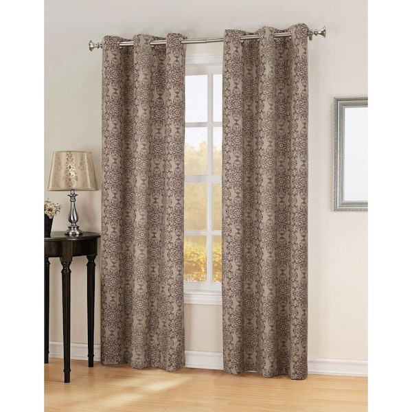 Sun Zero Semi-Opaque Wine Tina Thermal Lined Grommet Curtain Panel, 40 in. W x 63 in. L