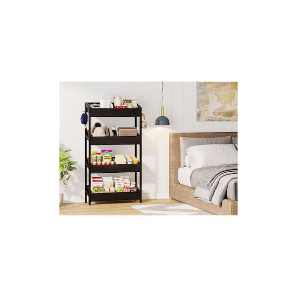 BYBLIGHT Ahlivia Black 29 in. W Display Cabinet Wood Fruit