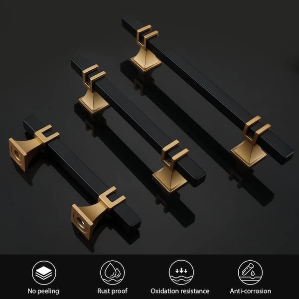 black dresser drawer handles Numhew 10-Pack 3 in. Black and Gold Cabinet Pulls, Kitchen Cabinet Handles, Dresser Drawer Pulls, Kitchen Cabinet Hardware D6I1Z7S6