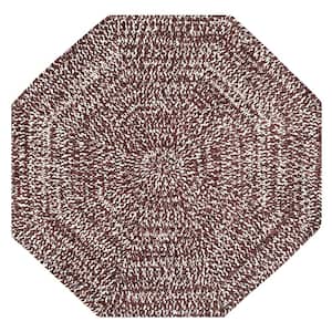 Chenille Tweed Braid Collection Dove & Chesnut 72" Octagonal 100% Polyester Reversible Indoor Area Rug