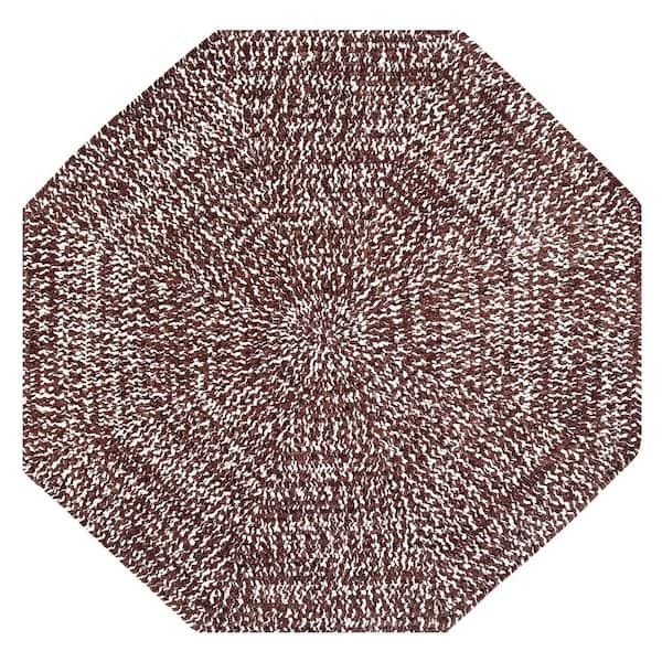Better Trends Chenille Tweed Braid Collection Dove & Chesnut 72" Octagonal 100% Polyester Reversible Indoor Area Rug