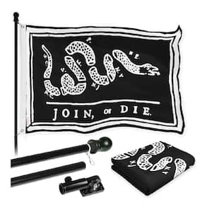 3 ft. x 5 ft. Tangle-Free Flag with 6 ft. Black Aluminum Pole, 150D Polyester, Brass Grommets and Rust-Resistant, Black