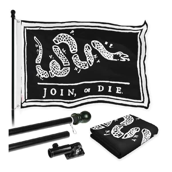 3 ft. x 5 ft. Tangle-Free Flag with 6 ft. Black Aluminum Pole, 150D Polyester, Brass Grommets and Rust-Resistant, Black