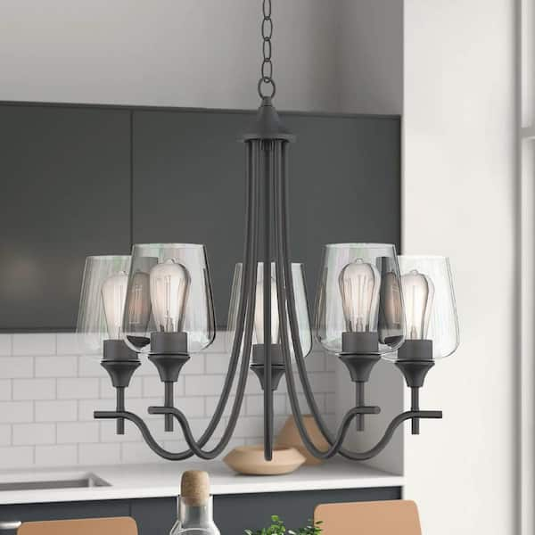 RRTYO Ninja 5-Light Black Kitchen Island Chandelier with Clear Wine ...