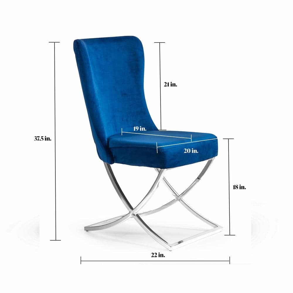 Majestic Blue High Back Microfiber Upholstered Dining Chair Set