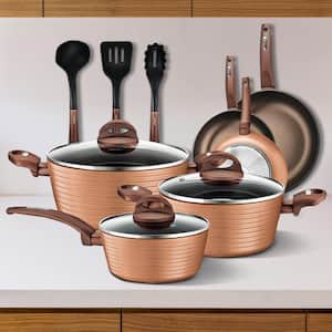 12-Piece Reinforced Forged Aluminum Non-Stick Cookware Set in Bronze