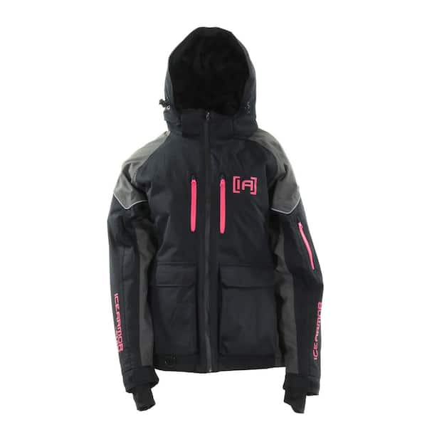 Ice Armor Women's Rise Float Parka Large, Black/Charcoal/Fuchsia