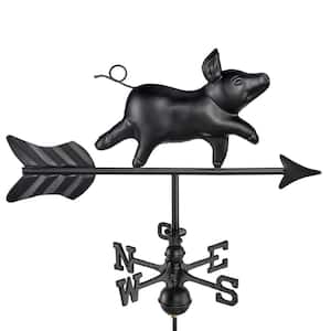 Modern Farmhouse-Inspired Pig Cottage/Shed Size Weathervane 8800KR with Roof Mount Black Finish