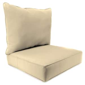 Sunbrella 24" x 24" Antique Beige Solid Rectangular Boxed Edge Outdoor Deep Seating Chair Seat and Back Cushion Set