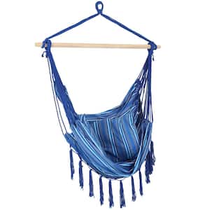 Sunnydaze 2 ft. Hanging Cushioned Hammock Chair - Cornflower Stripes
