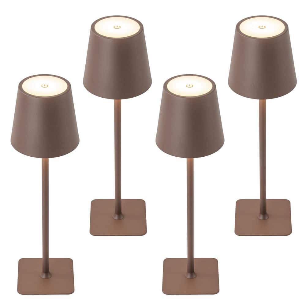 C Cattleya 4-Pack 14 in. Brown LED Cordless Table Lamp, 3CCT