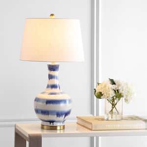 Tucker 30.5 in. Blue/White Ceramic/Metal LED Table Lamp