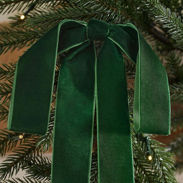 18 in Green Velvet Bow
