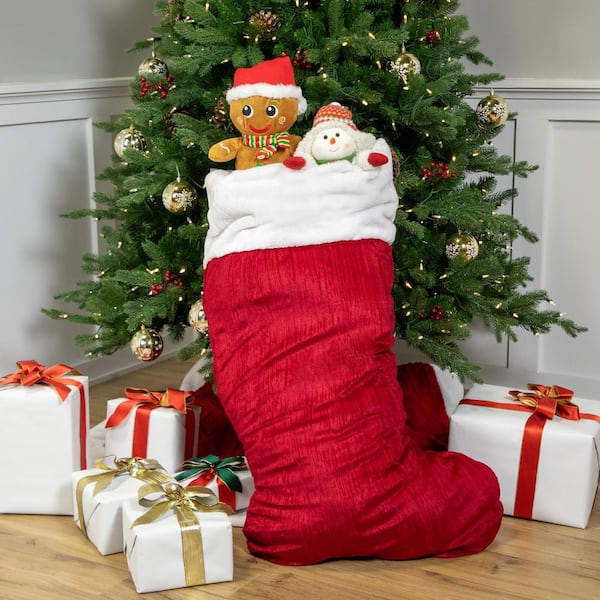 Northlight 50 Jumbo Red Velvet Plush Christmas Stocking with Faux Fur Cuff