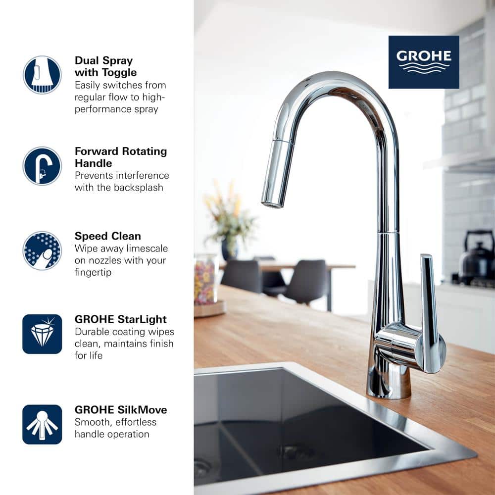 Zedra SuperSteel Modern Pull-Down Dual Spray Bar Faucet