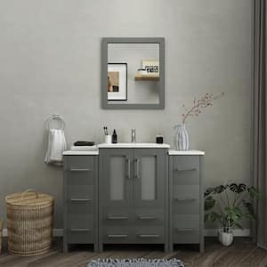 Brescia 48 in. W x 18.1 in. D x 35.8 in. H Single Basin Bathroom Vanity in Grey with Top in White Ceramic and Mirror