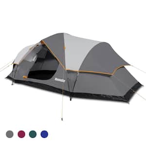 13 ft. x 7.5 ft. 6-Person Family Camping Tent Pop up Backpacking Outdoor Tent in Gray