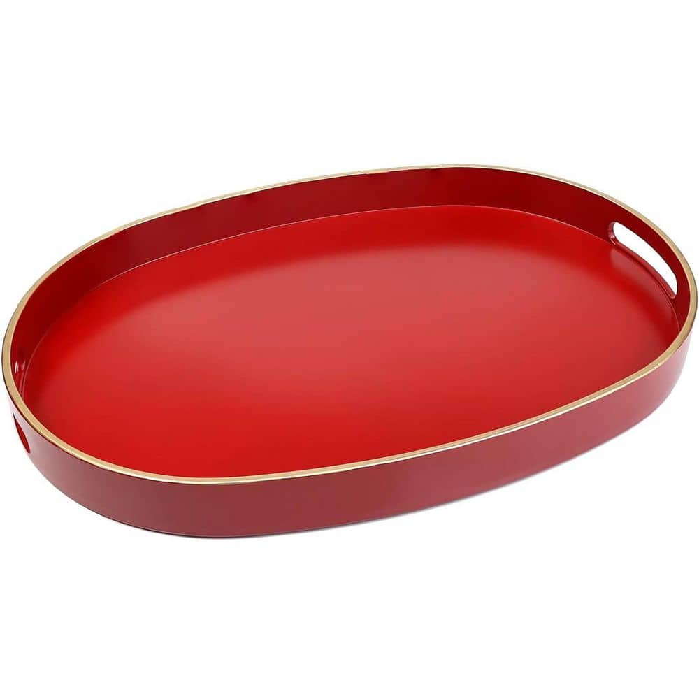 15.7 in. x 10.2 in. Red Plastic Oval Tray - Home Entertaining and