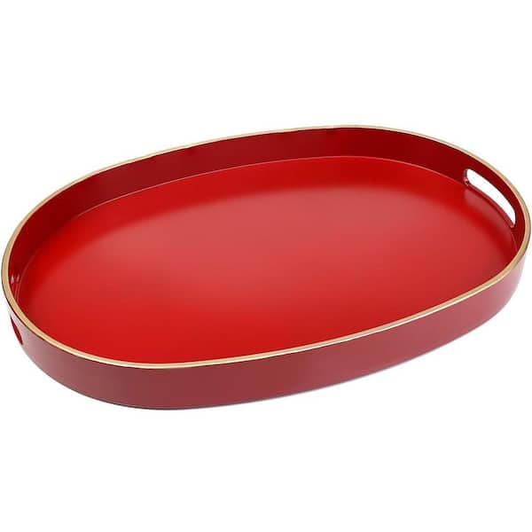 15.7 in. x 10.2 in. Red Plastic Oval Tray - Home Entertaining and