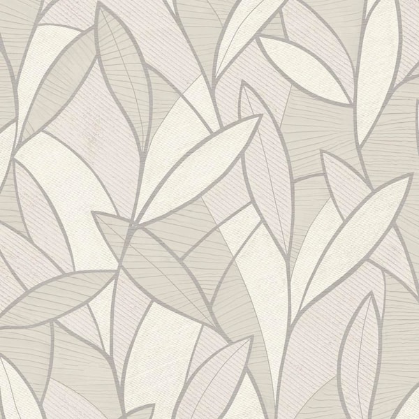 Carved Leaf White Wallpaper Sample