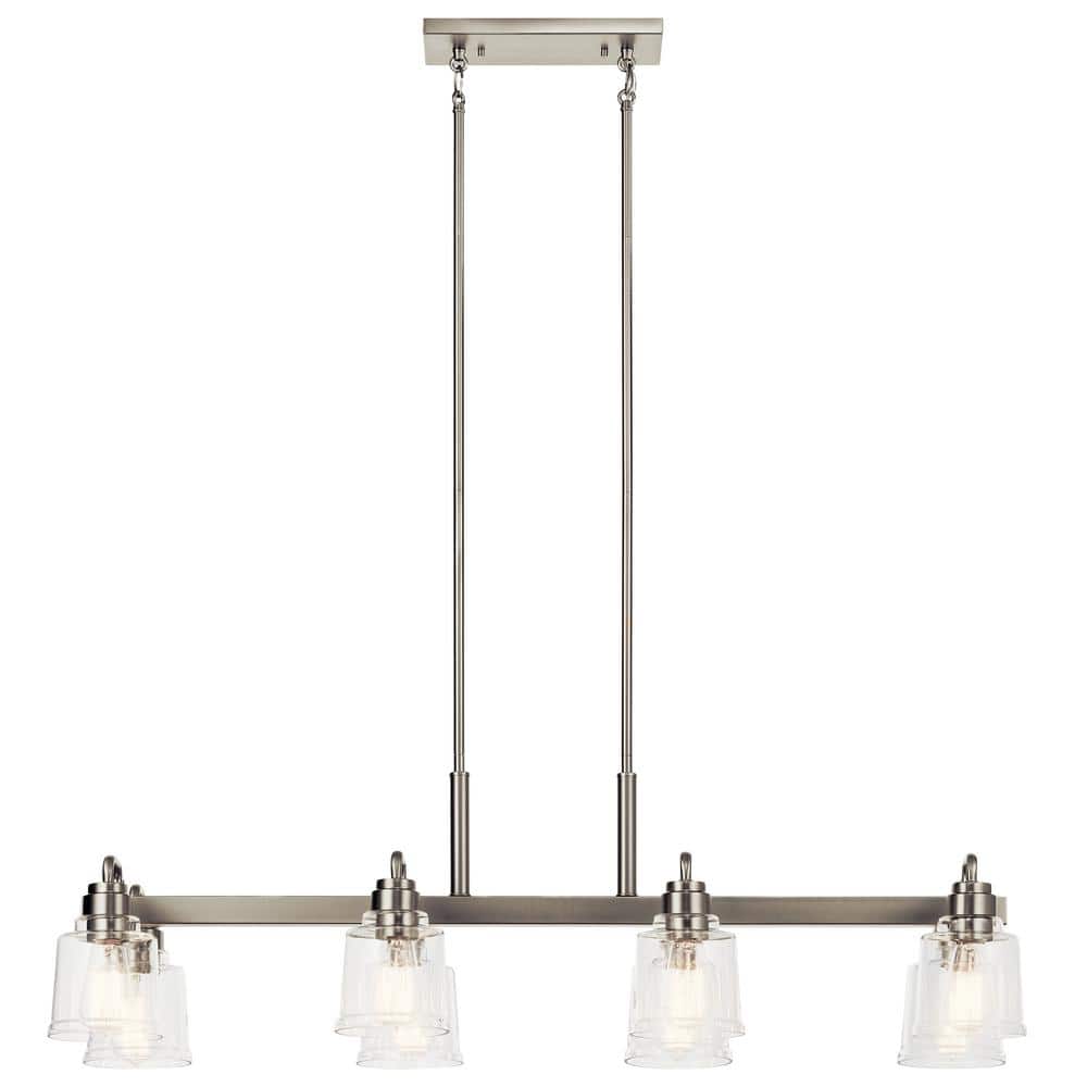 Aivian Nickel Textured 8-Light Industrial Chandelier with Clear Glass