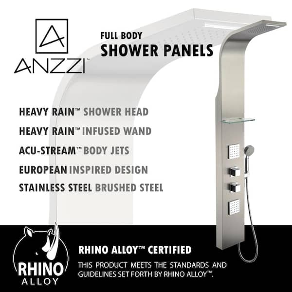Niagara 64 in. 2-Jetted Full Body Shower Panel with Heavy Rain Shower and Spray Wand in Brushed Stainless Steel
