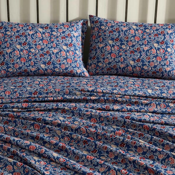 Wrangler Westward Floral 4-Piece Denim Blue/Husk/Red Microfiber