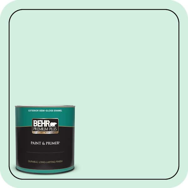BEHR PREMIUM PLUS 1 qt. #480C-2 Pastel Jade Semi-Gloss Enamel Exterior Paint & Primer