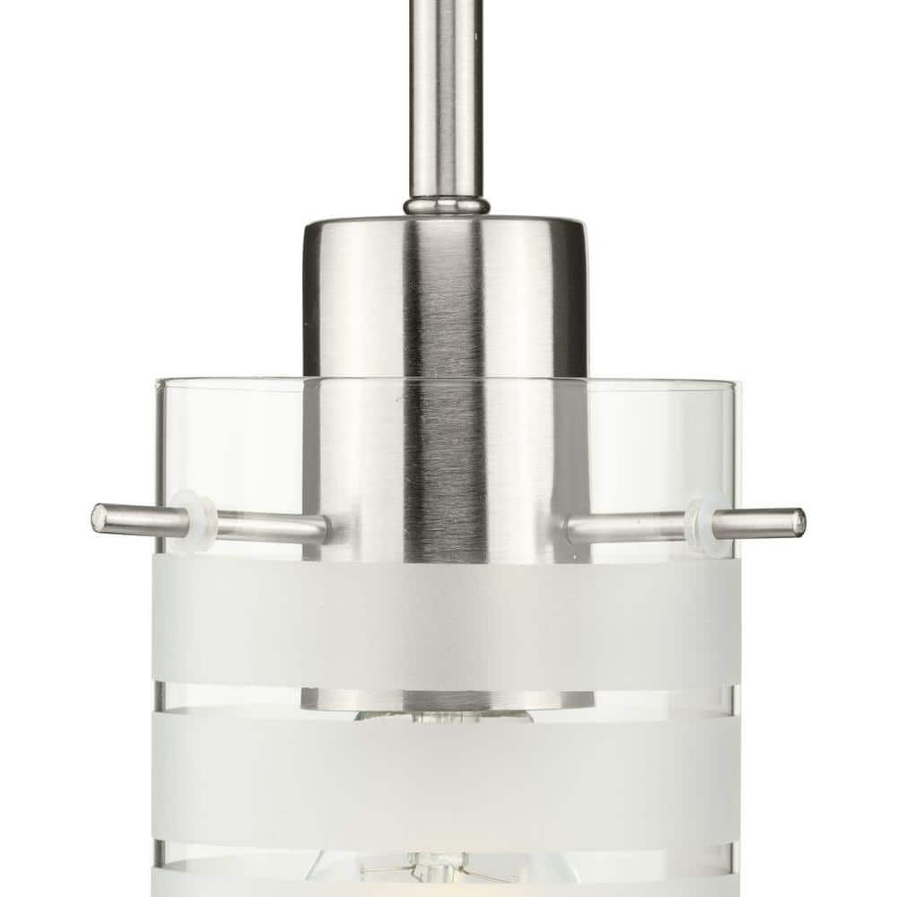 Fairview Brushed Nickel Mini Pendant with Clear and Etched Glass Shade