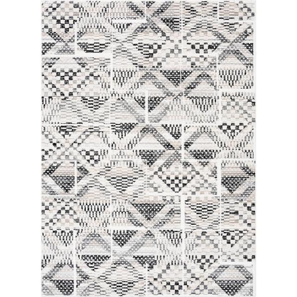 Tayse Rugs Alpha Black 9 ft. x 12 ft. Abstract Indoor Area Rug