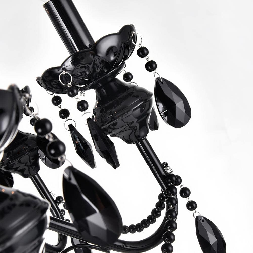 Mini Keen 3-Light Black Crystal Chandelier with Candelabra Bulbs