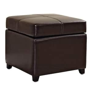 Maria Traditional Brown Faux Leather Upholstered Ottoman