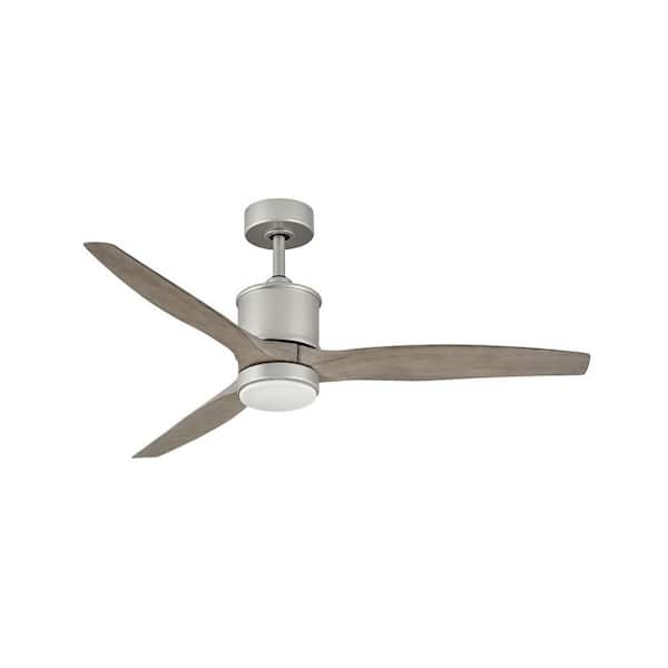 HINKLEY Hinkley Hover 52" Integrated LED 6-Speed Indoor/Outdoor Ceiling Fan, Brushed Nickel + Weathered Wood