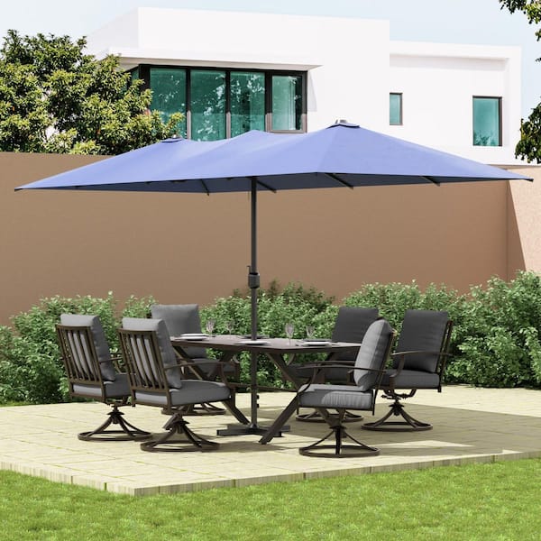 agio patio furniture umbrella PatioKingdom 9FT Outdoor Umbrella, Autotilt Spacious Shade Coverage Piece Patio Table Set With