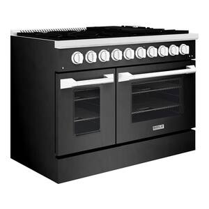 BOLD 48" 6.7 Cu. Ft. 8 Burners Freestanding Double Oven Dual Fuel Range with Gas Stove and Electric Oven in Black Family