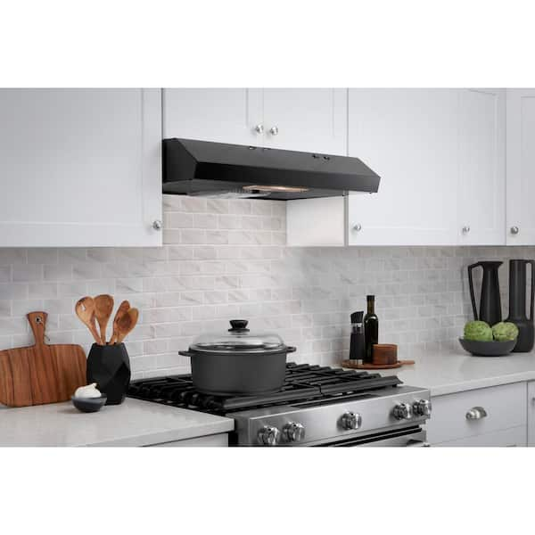 Arno 30 in. 240 CFM Convertible Under Cabinet Range Hood in Black with Lighting and Charcoal Filter