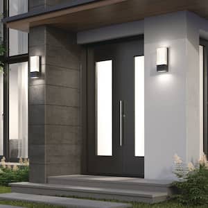 Dixon Black Modern 3 CCT Integrated LED Outdoor Hardwired Garage and Porch Light Lantern Sconce