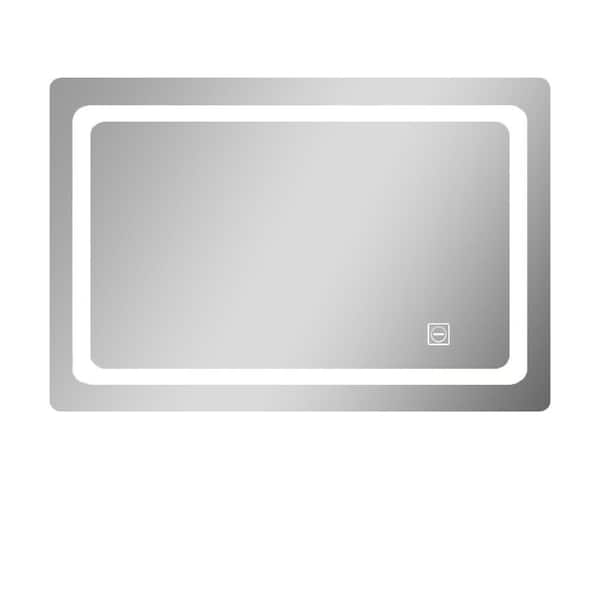 Unbranded 36 in. W x 28 in. H Large Rectangular Frameless Led 3 Color Temperature Wall-Mount Bathroom Vanity Mirror in Silver