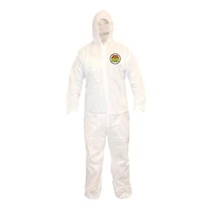C-MAX Male Large White Coveralls with Attached Hood