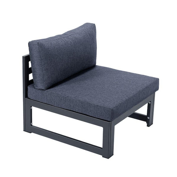 ITOPFOX Blue Aluminium Soft Foam Padded weather-resistant Outdoor Lounge Chair Modern Comfortable with Cushion Anti-slip Seat