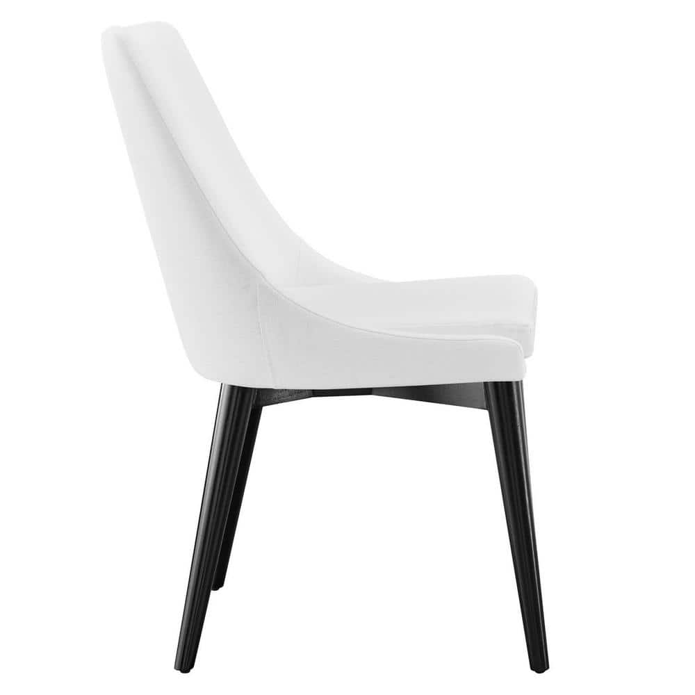 Elevate White High-Back Upholstered Side Chair with Black Wood Legs